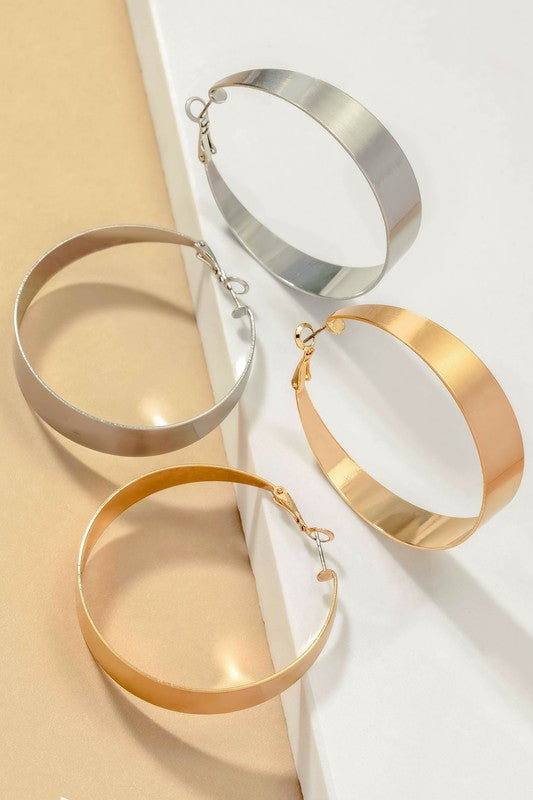Satin surface wide hoop earrings - Anew Couture