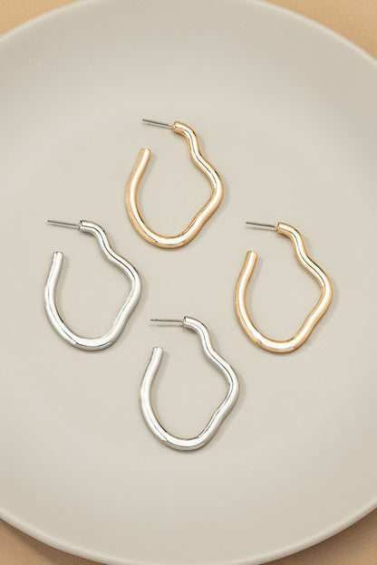 Irregular shape metal hoop earrings - Anew Couture