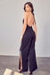 DEEP V-NECK WIDE LEG JUMPSUIT - Anew Couture