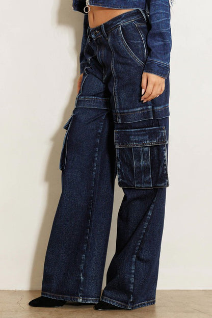 Cargo Wide Leg Jeans - Anew Couture
