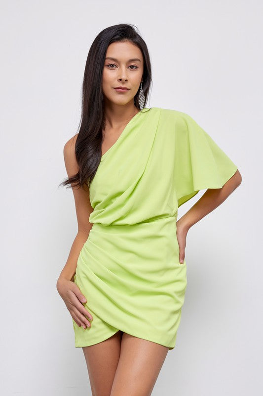 ONE SHOULDER WRAP DRESS - Anew Couture