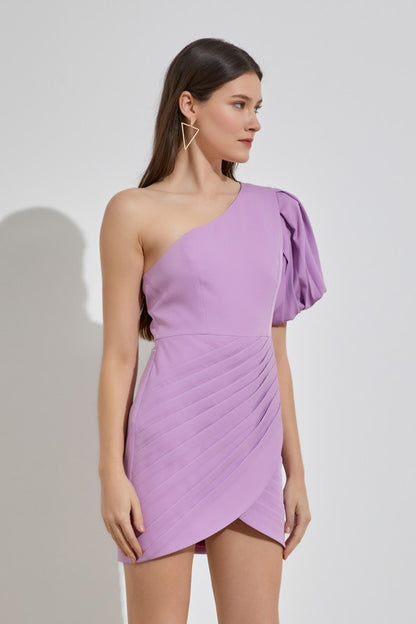 ONE SHOULDER RUFFLE DRESS - Anew Couture