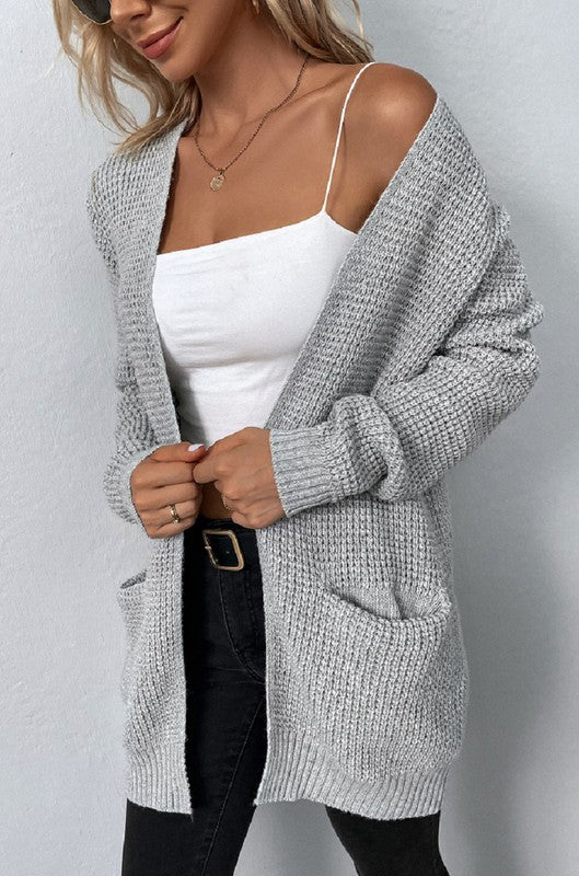 Waffle Sweater Cardigan - Anew Couture