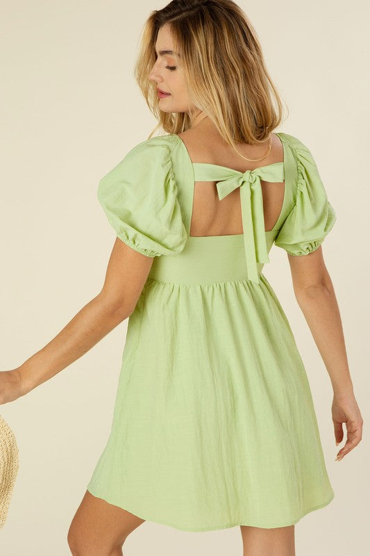 Tie back dress with puff sleeves - Anew Couture
