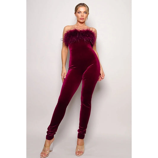 Feather Away Jumpsuit - Anew Couture