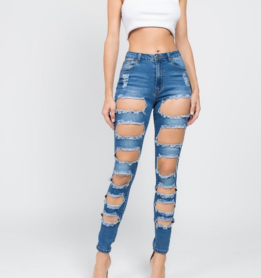 High Waisted Cut Out Jeans - Anew Couture
