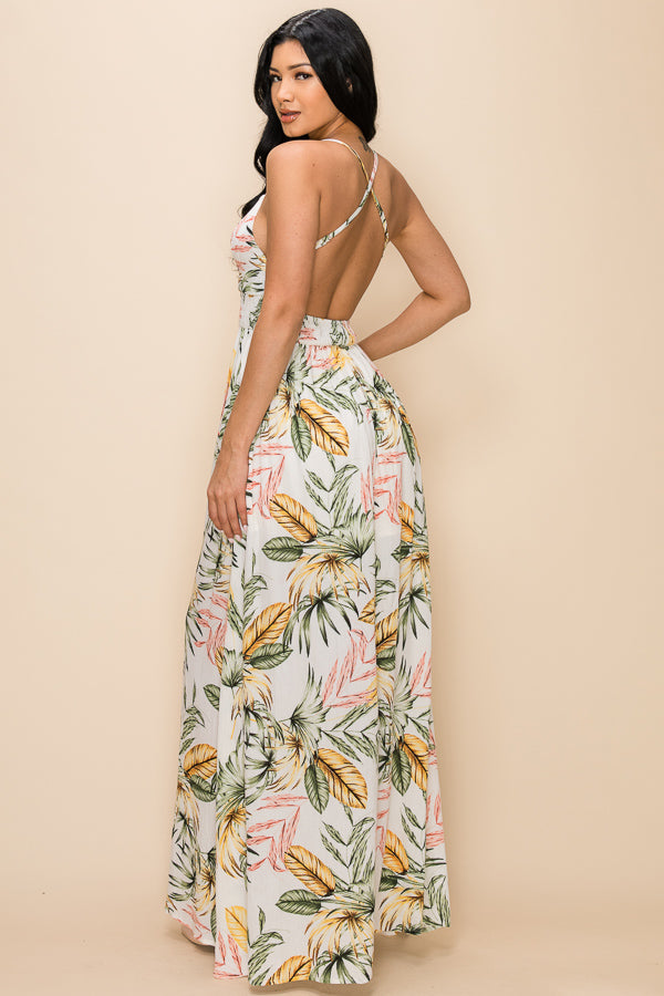 Leaf Print Maxi Dress - Anew Couture